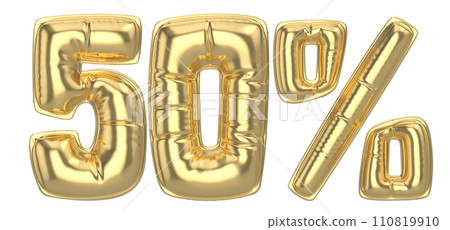 Number Percent 3D Rendering Gold Metal Discount Number Percent 3D Rendering Gold Metal Discount 110819910