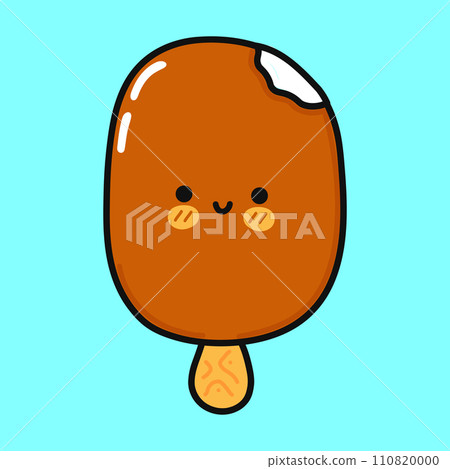 Cute funny Ice cream sundae. Vector hand drawn cartoon kawaii character illustration icon. Isolated on blue background. Ice cream sundae character concept 110820000