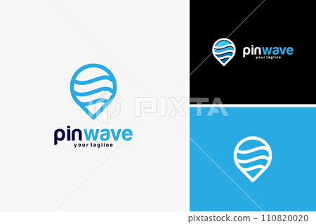Vector pin wave point travel resort location logo design template Vector pin wave point travel resort location logo design template 110820020