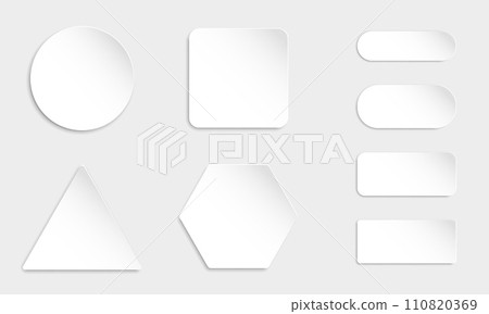 White 3d blank square and rounded button vector set.  110820369
