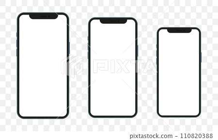 Realistic smartphone mockup. Cellphone frame with blank display isolated templates, phone different angles views. Vector mobile device concept Realistic smartphone mockup. Cellphone frame with blank display isolated templates, phone different angles views. Vector mobile device concept 110820388