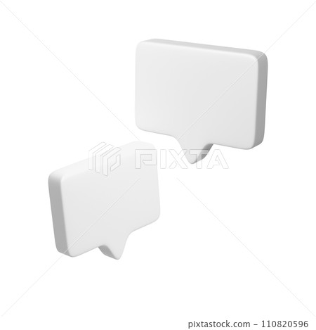3D text bubble Two White frames. Social media online platform concept icon, communication on application. For Valentine, web design, wedding, sticker, greeting card 3D text bubble Two White frames. Social media online platform concept icon, communication on application. For Valentine, web design, wedding, sticker, greeting card 110820596