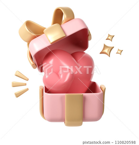 3d Two red hearts in pink gift box in Cartoon Style for Decoration. Love Valentine romantic design, Mother day, Women day Background illustration 3d Two red hearts in pink gift box in Cartoon Style for Decoration. Love Valentine romantic design, Mother day, Women day Background illustration 110820598