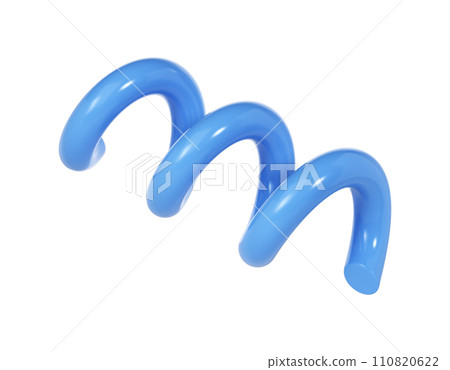 3d Spiral curve line decorative Christmas element blue color. Realistic design In plastic cartoon style. Isolated on white winter background illustration 3d Spiral curve line decorative Christmas element blue color. Realistic design In plastic cartoon style. Isolated on white winter background illustration 110820622