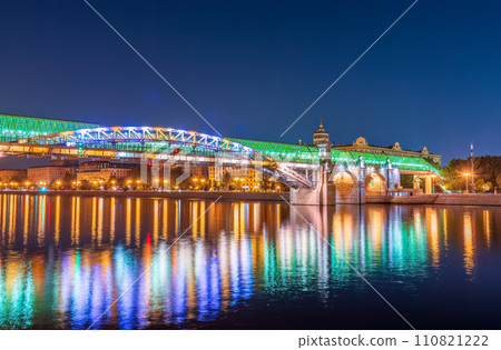 Pushkinskiy bridge with night illumination. Bridge to Gorky Park. 110821222