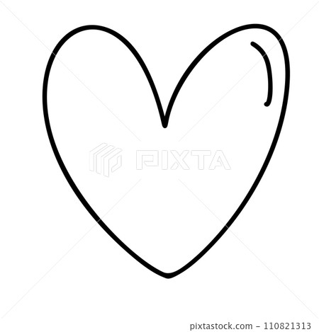 Hand drawn love heart vector logo line illustration. Black outline. Element Monoline for Valentine Day banner, poster, wedding greeting card Hand drawn love heart vector logo line illustration. Black outline. Element Monoline for Valentine Day banner, poster, wedding greeting card 110821313