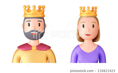 3d king and queen character icon. 3d king and queen character icon. 110821423