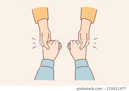 Moral support for friend in trouble concept, with people holding hands while apologizing 110821477