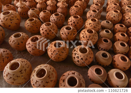 Earthenware earthen pot or a clay pot bowl. Traditional People lifestyle. 110821726