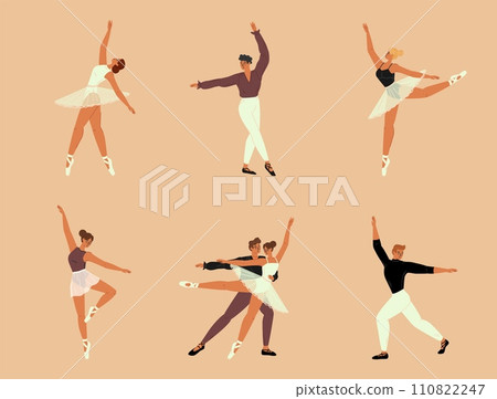 Isolated set of male and female ballet dancers 110822247