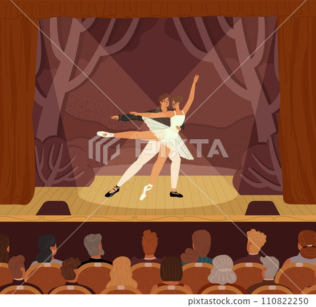 Ballet dancer couple on theater stage during art concert Ballet dancer couple on theater stage during art concert 110822250