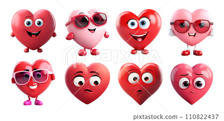 Valentine's Day Cute Hearts Characters Set Valentine's Day Cute Hearts Characters Set 110822437