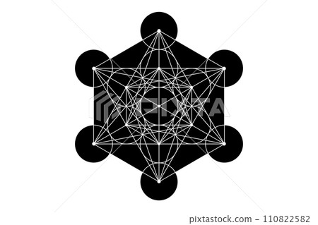 Mystical mandala of Metatrons Cube, Sacred geometry, vector graphic element isolated. Mystic platonic solids, abstract geometric drawing, typical crop circles from intelligent extraterrestrial life 110822582