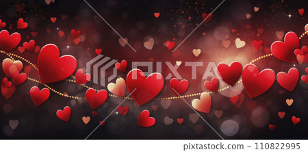 AI-generated content. Romantic Hearts Garland in Glowing Bokeh AI-generated content. Romantic Hearts Garland in Glowing Bokeh 110822995