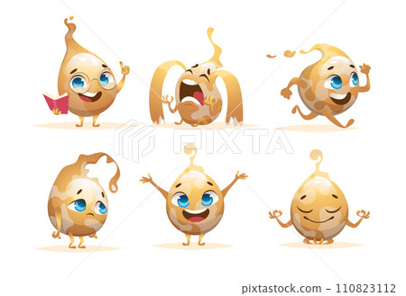 Oil drops mascot cartoon funny liquid character of yellow golden oil 110823112