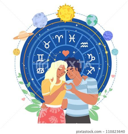 Astrology love horoscope for couples vector illustration 110823640