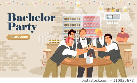 Bachelor party landing page design template vector illustration Bachelor party landing page design template vector illustration 110823678