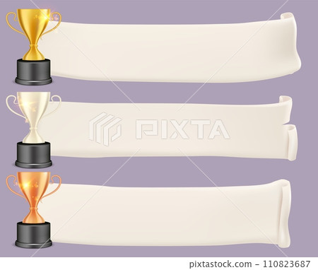 Trophy goblet rewards with medieval abstract ribbons 110823687