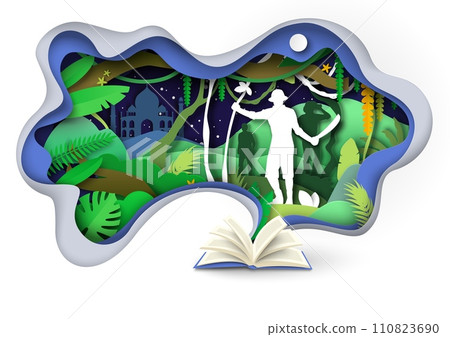 Adventure book with story about expedition in jungle Adventure book with story about expedition in jungle 110823690