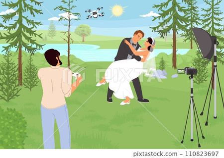 Wedding photo shoot with smart technology equipment 110823697