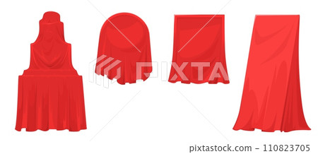 Red art cloth cover, fabric curtain to hide object under 110823705