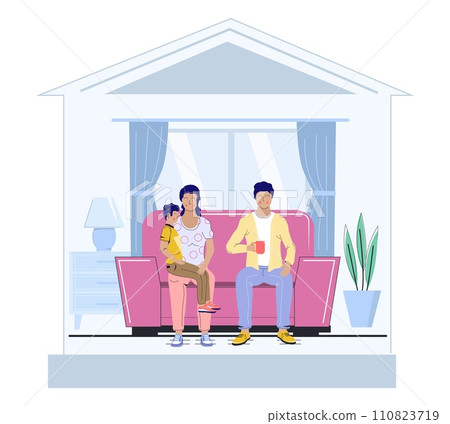 Happy family spending time at home vector illustration 110823719