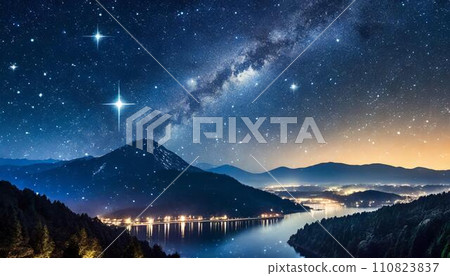 夢幻般的夜空風景 AI 生成影像 110823837