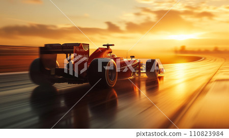 Formula 1 bolid on racing track, F1 grand prix race Formula 1 bolid on racing track, F1 grand prix race 110823984