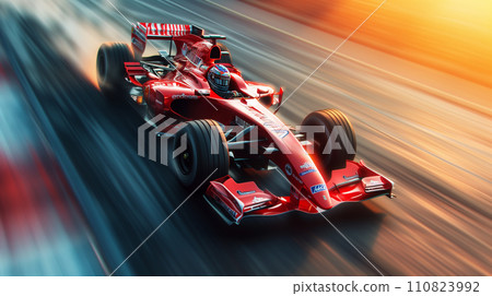 Formula 1 bolid on racing track, F1 grand prix race Formula 1 bolid on racing track, F1 grand prix race 110823992
