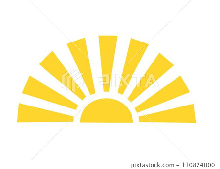 Simple yellow half sun handdrawn vector flat illustration with half-circle shape in middle, cute summer sunset, dawn image for logo, cards, decor, vacation concept, holiday, summertime kids design Simple yellow half sun handdrawn vector flat illustration with half-circle shape in middle, cute summer sunset, dawn image for logo, cards, decor, vacation concept, holiday, summertime kids design 110824000