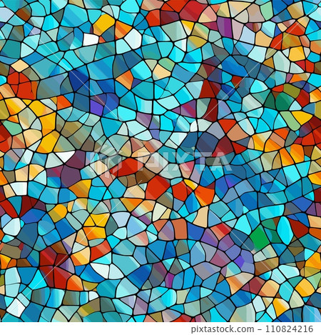 AI-generated content. Fragmented mosaic endless pattern. Colorful broken tiles seamless background, bright color mosaics creative repeated vector backdrop 110824216
