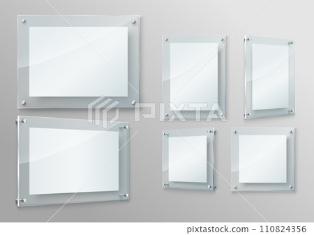 Realistic acrylic glass frame mockup isolated set Realistic acrylic glass frame mockup isolated set 110824356