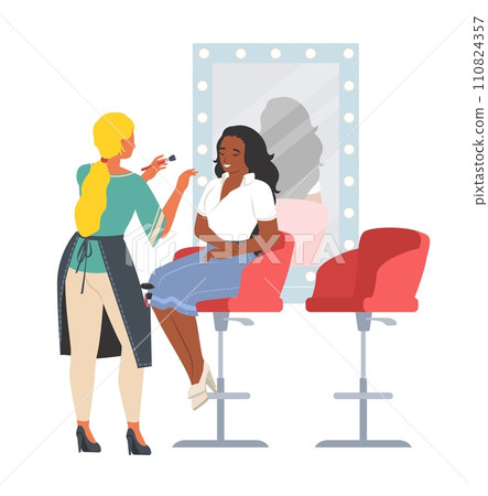 Makeup artist serving client at studio vector illustration 110824357