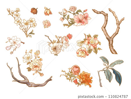 Set, element for design flowers Set, element for design flowers 110824787