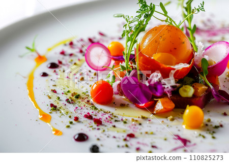 Concept for dessert in a cafe of vegetarian molecular cuisine, new avant-garde cuisine 110825273