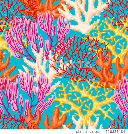 Illustration of sea coral. Marine life aquarium and water fauna. 110825484