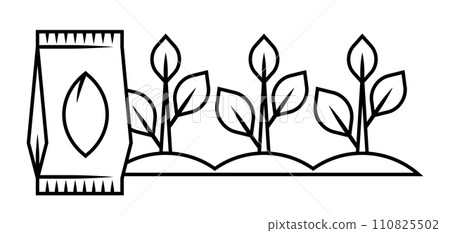 Package of seeds for sowing. Agricultural, cultivation and planting illustration. 110825502