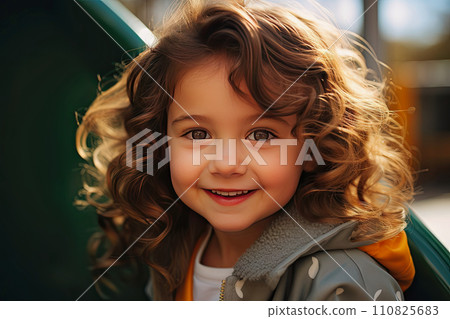 AI-generated content. 5-year-old beautiful girl smiling 110825683