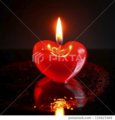 Fire of love, flaming heart, valentines day, red heart shaped candle melts on black background Fire of love, flaming heart, valentines day, red heart shaped candle melts on black background 110825808