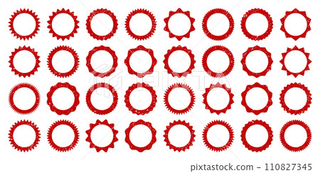 Post stamps, labels and badges. Grunge imprints and postmarks. Brown vintage circle postcard watermarks. Used envelope design elements. Vector illustration 110827345