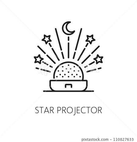 Indoor lantern, electric light, led star projector lamp thin line icon. House kids room interior illumination outline sign or icon, home electric light or desktop lamp thin line vector pictogram Indoor lantern, electric light, led star projector lamp thin line icon. House kids room interior illumination outline sign or icon, home electric light or desktop lamp thin line vector pictogram 110827633