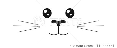 Bunny, dog or cat muzzle with eyes, nose, mouth and whisker. Masquerade costume elements. Signboard design for pet grooming and bathing salon or domestic animals store Bunny, dog or cat muzzle with eyes, nose, mouth and whisker. Masquerade costume elements. Signboard design for pet grooming and bathing salon or domestic animals store 110827771