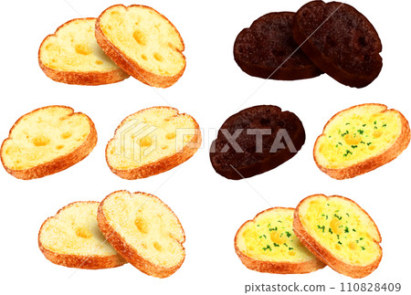Rusk 4 types Plain Sugar Stained Chocolate Garlic 110828409