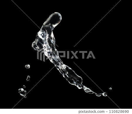 Shape form throw of Water splashes into Line water in air and stop motion freeze shot. Shape form Water for clear texture graphic resource elements, black background isolated Shape form throw of Water splashes into Line water in air and stop motion freeze shot. Shape form Water for clear texture graphic resource elements, black background isolated 110828690