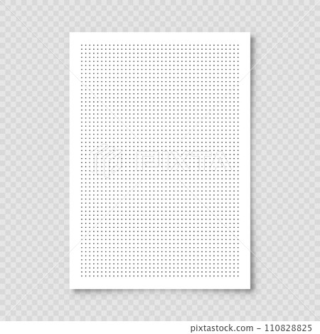 Dotted graph paper with grid. Polka dot pattern, geometric texture for calligraphy drawing or writing. Blank sheet of note paper, school notebook. Vector illustration 110828825