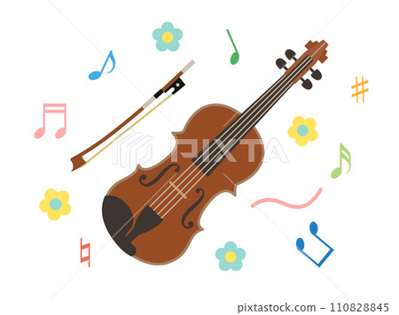 Illustration inspired by a violin (version with musical notes) 110828845