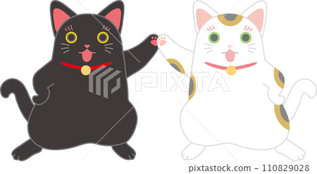 Maneki Neko_Dancing Maneki Neko_Two cats holding hands on hips and posing together Maneki Neko_Dancing Maneki Neko_Two cats holding hands on hips and posing together 110829028