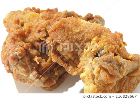Fried chicken photographed against a white background Fried chicken photographed against a white background 110829667