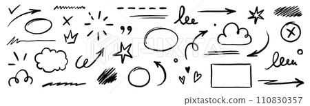 Line text highlight, hand drawn pen brush marker vector. Line text underline, emphasis, star, arrow mark element. Hand drawn stroke, crown, love heart, pencil swoosh shape. Vector Line text highlight, hand drawn pen brush marker vector. Line text underline, emphasis, star, arrow mark element. Hand drawn stroke, crown, love heart, pencil swoosh shape. Vector 110830357
