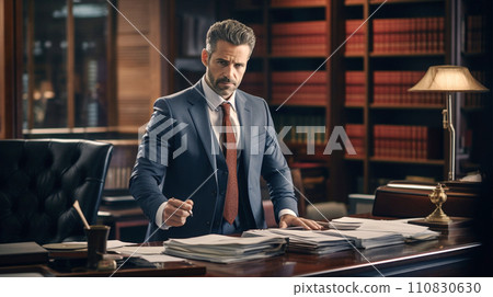 律師在辦公室閱讀文件人工智慧生成的圖像 110830630